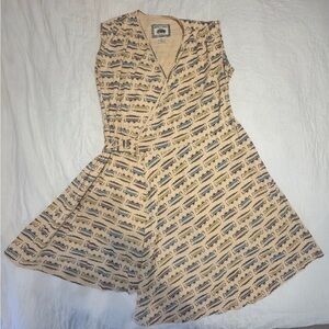 Effie's Heart Beige and Black Train/Trolley Midi Dress